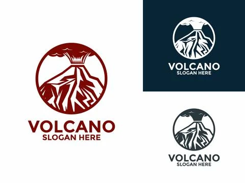 Eruption Volcano Mountain logo vector, Mountain Volcano logo design template Stock Illustration