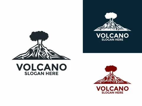Eruption Volcano Mountain logo vector, Mountain Volcano logo design template Stock Illustration