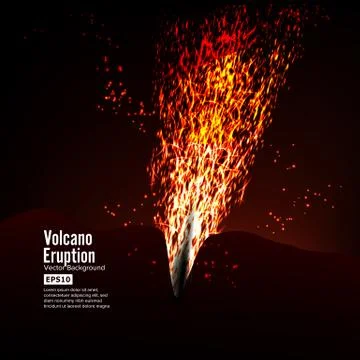 Eruption Volcano Vector. Thunderstorm Sparks. Big And Heavy Explosion From The Stockillustratie