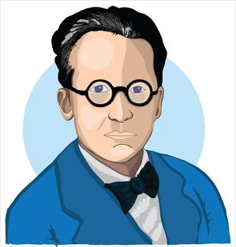 Erwin Schrodinger vector sketch portrait Stock Illustration