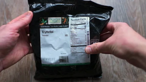 Erythritol granules sugar substitute zero carb low calorie sweet replacement Stock Footage 336781186