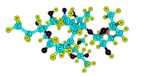 Erythromycin molecular structure isolated on white Stock Illustration