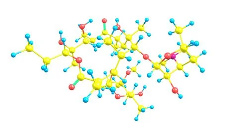 Erythromycin molecular structure isolated on white Stock Illustration