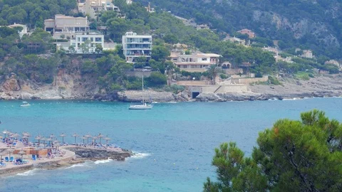 Es Camp de Mar bay - Mallorca Beach and Landscape - timelapse Stock Footage 86176199