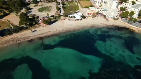 Es Canar beach in Ibiza, Spain Stock Footage 201604136
