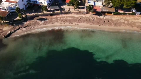 Es Canar beach in Ibiza, Spain Stock Footage 201604264
