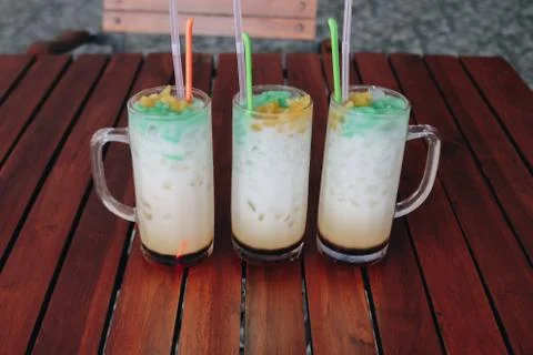 Es Cendol, Java traditional drink. Cendol is an iced sweet popular dessert th Stock Photos