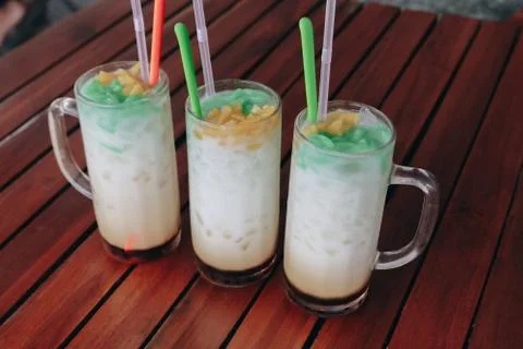 Es Cendol, Java traditional drink. Cendol is an iced sweet popular dessert th Stock Photos