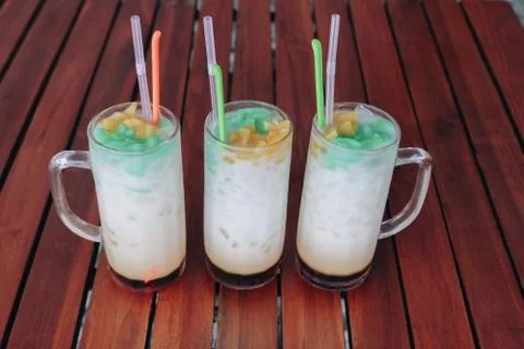 Es Cendol, Java traditional drink. Cendol is an iced sweet popular dessert th Stock Photos