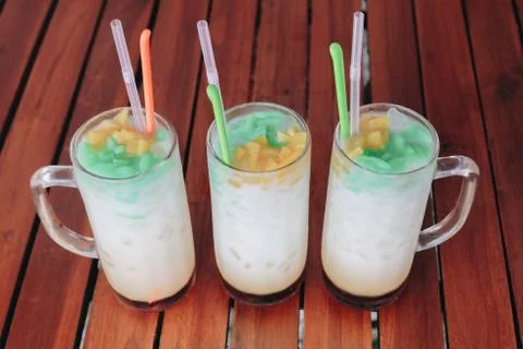 Es Cendol, Java traditional drink. Cendol is an iced sweet popular dessert th Stock Photos