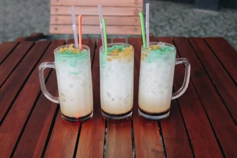 Es Cendol, Java traditional drink. Cendol is an iced sweet popular dessert th 库存照片
