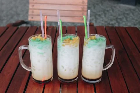Es Cendol, Java traditional drink. Cendol is an iced sweet popular dessert th Stock Photos