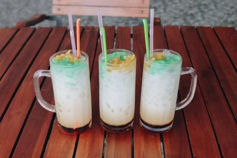 Es Cendol, Java traditional drink. Cendol is an iced sweet popular dessert th 스톡 사진