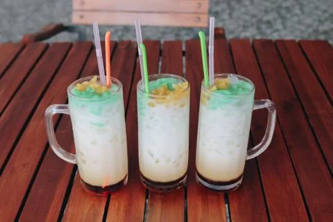 Es Cendol, Java traditional drink. Cendol is an iced sweet popular dessert th 스톡 사진