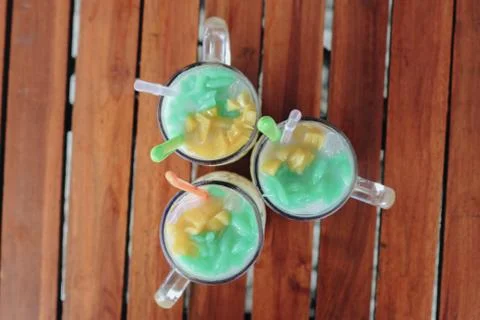 Es Cendol, Java traditional drink. Cendol is an iced sweet popular dessert th Stock Photos