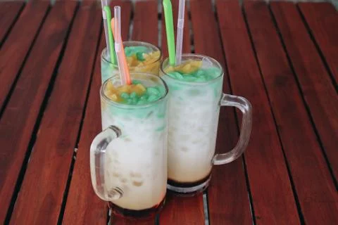 Es Cendol, Java traditional drink. Cendol is an iced sweet popular dessert th 库存照片