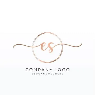 ES Initial handwriting logo design Stock Illustration