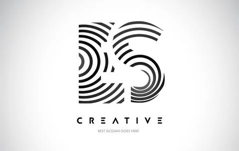 ES Lines Warp Logo Design. Letter Icon Made with Black Circular Lines. Stock Illustration