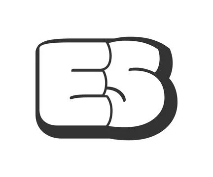 ES logo, bubble comic lettering, rounded in graffiti style black and white .. Stock Illustration