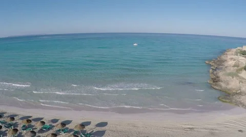 Es Trenc White Sand Beach in the Morning - Aerial Flight Stock Footage 50421671