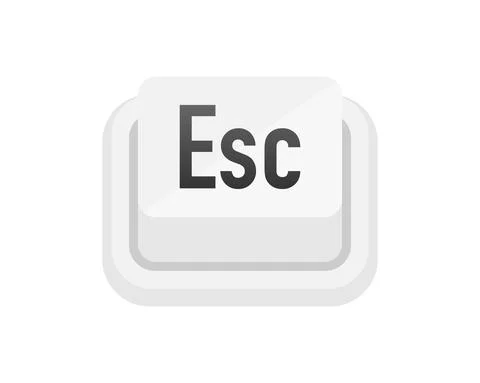 Esc white 3D button on white background. Computers particles keyboards. Vecto Illustrazione stock