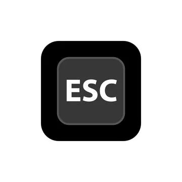 Esc white 3D button on white background. Computers particles keyboards. Illustrazione stock
