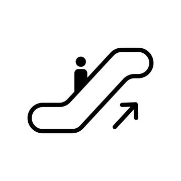Escalate vector icon sign. Elevator mall symbol, escalator ladder icon Stock Illustration