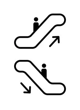 Escalate vector icon sign. Elevator mall symbol, escalator ladder icon Stock Illustration