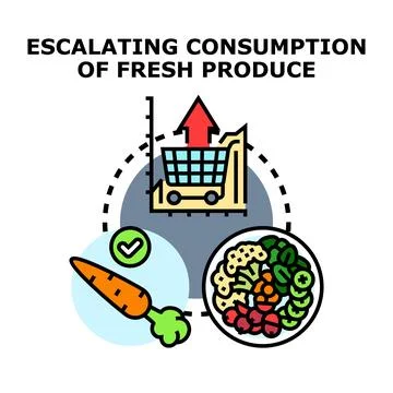 Escalating consumption of fresh produce vector concept Stock Illustration
