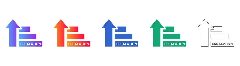 Escalation Process Chart Icon Set 스톡 일러스트