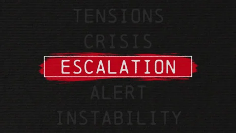 Escalation scrolling text sequence with documentary style title animation Video stock 332337224