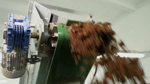 Escalator in action. Mechanical supply of soil before planting. Restoration of Stock Footage 176830636