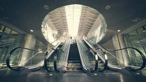 Escalator at the airport Stock Footage 113549879