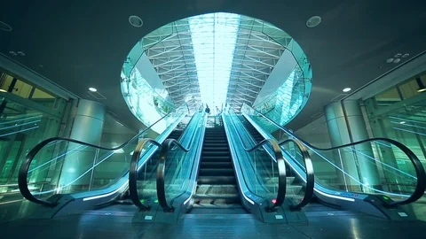 Escalator at the airport Stock Footage 113550462