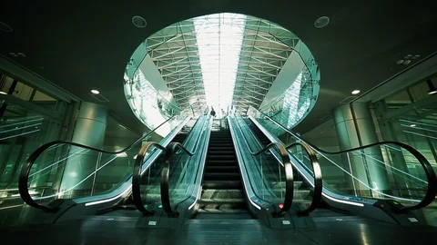 Escalator at the airport Stock Footage 113550726
