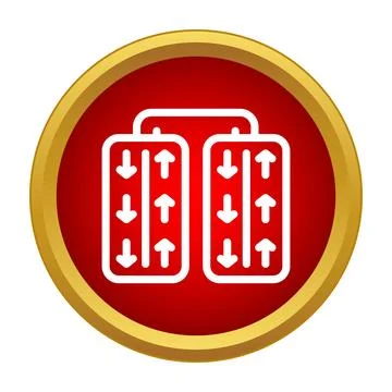 Escalator and elevator red circular icon Stock Illustration
