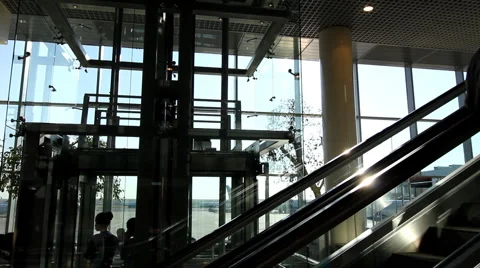 Escalator and Elevator Time laps Stock Footage