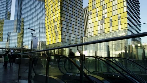 Escalator and skyscrapers Stock Footage 73745974