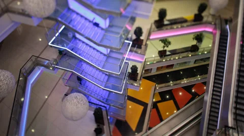 Escalator and staircase in the mall background Video stock 36765596