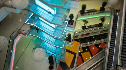 Escalator and staircase tilt shift Video stock 36756613