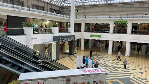 Escalator and Upper Level view, Whitgift Centre, Croydon, 4K Stock Footage 171408946