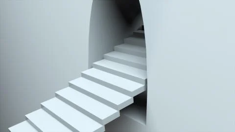 Escalator and wall. 3d rendering of infinite stair. Computer generated abstract Stock Illustration