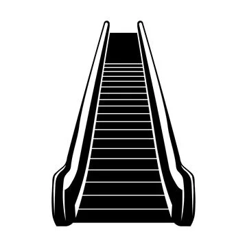 Escalator black vector icon on white background Stockillustratie