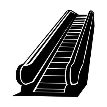 Escalator black vector icon on white background Stock Illustration