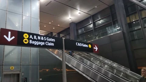Escalator C and D Gates Airport Seattle Washington Stock Footage 234910248