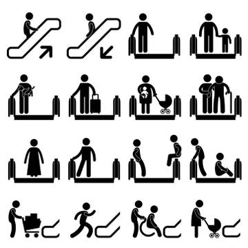 Escalator Caution Sign Stock Illustration