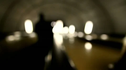 Escalator defocused dark Stock Footage 34405529