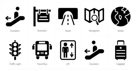 Escalator, direction, road Stock Illustration
