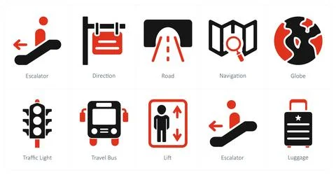 Escalator, direction, road Stock Illustration