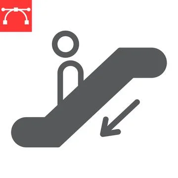 Escalator down glyph icon Stock Illustration